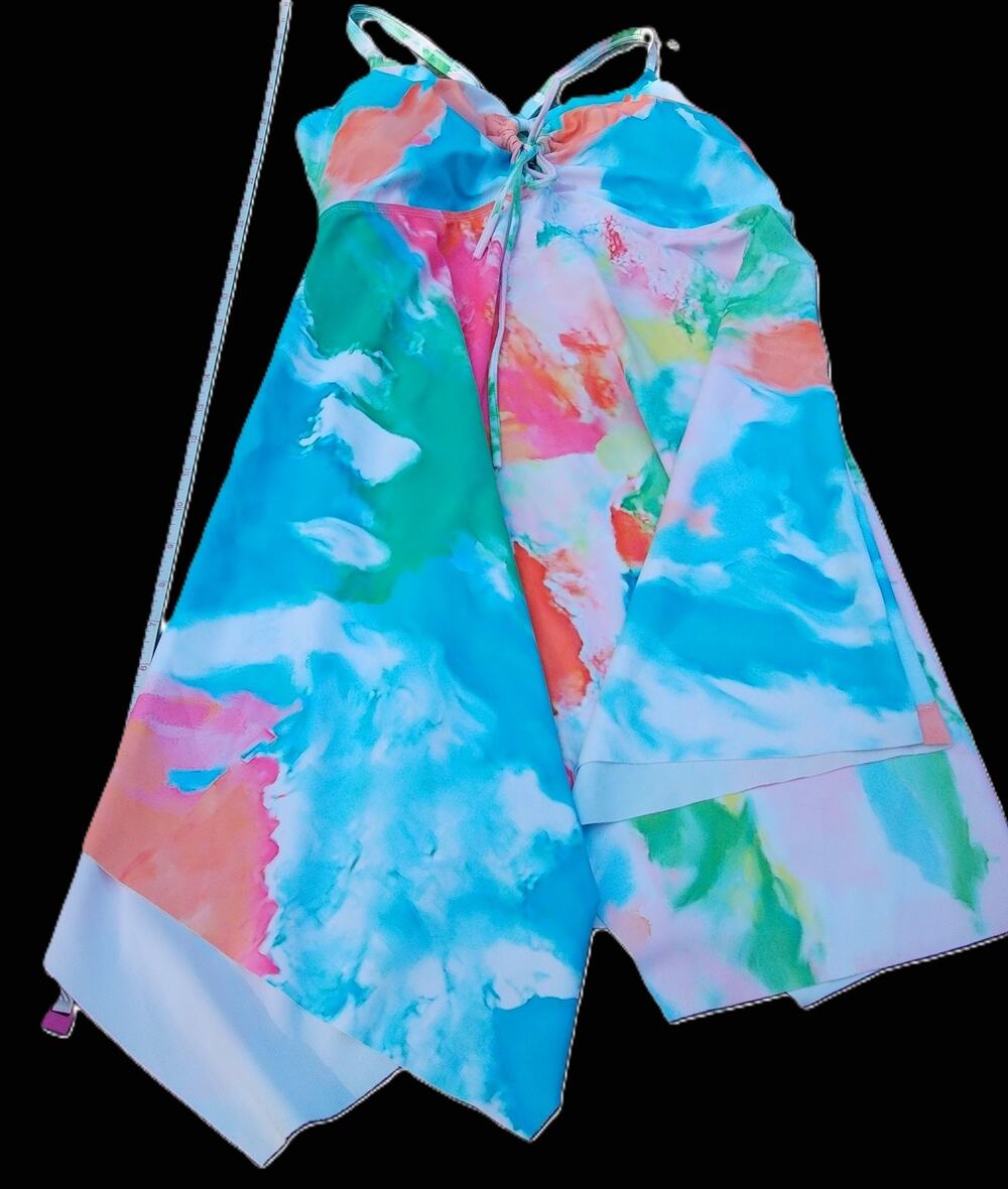 Hanna Nikole Colorful Tankini Top Modest Built-in Bra Flowy Plus Size 16W